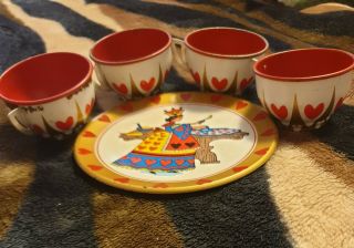 Queen Of Hearts Vintage Tin Tea Set