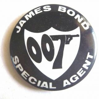 1966 James Bond 007 Vintage Pinback Tin Badge Secret Agent Licensed Aussie Only