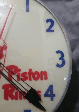 Vintage Power Piston Rings Lighted Advertising Clock 4