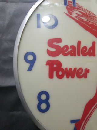 Vintage Power Piston Rings Lighted Advertising Clock 6