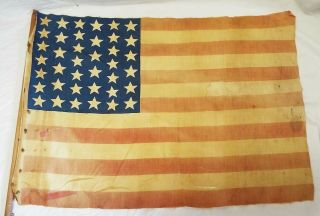 Rare Old 17 " X 24 " Antique 1889 United States 39 Star American Flag Patriotic