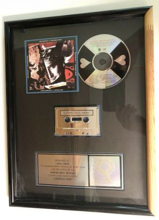 Vtg Riaa Rod Stewart Platinum Sales Award Cd & Cassette Plaque Vagabond Heart