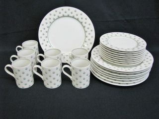 23 Pc.  Vintage Fitz And Floyd Chantilly Dinner Salad Plates And Mugs (56)