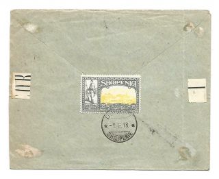 Albania 1920 cover to Trieste with Sc 114 and 115 and 1914 25p War stamp.  Rare 2