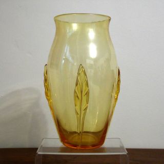 Vintage 1930s Whitefriars Golden Amber Glass Vase 8900 Barnaby Powell