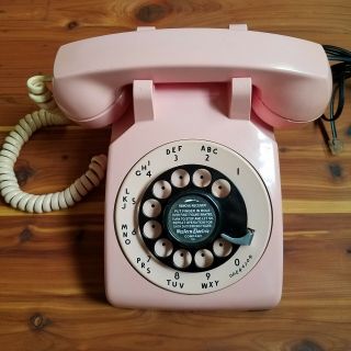Vintage Pink Rotary Phone That With Modern Plug 1960