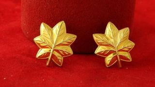 Wwii Military Major Officer Rank Insignia 10k Gold Collar Pins Badges Oak Leaves