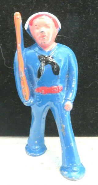 Vintage Barclay Lead Toy Pod Foot Soldier Sailor Blue Uniform B - 238 Paint