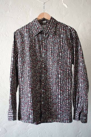 Christian Dior Polyester Mens Dress Shirt Vintage Deadstock 80s Marsh Florida