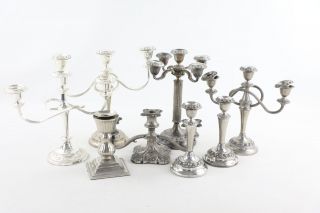 8 X Vintage Decorative Silver Plate Candlesticks / Candelabra Inc.  (7556g)