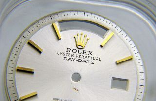 Vintage Rolex Pie Pan Day Date Silver & Gold Watch Dial 1803 1802 1801 2