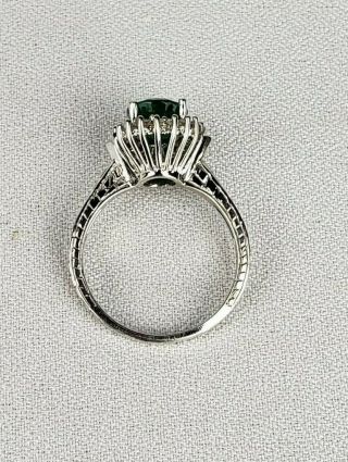 Vintage 10K White Gold Emerald and Diamond Ring Signed Size 7 6
