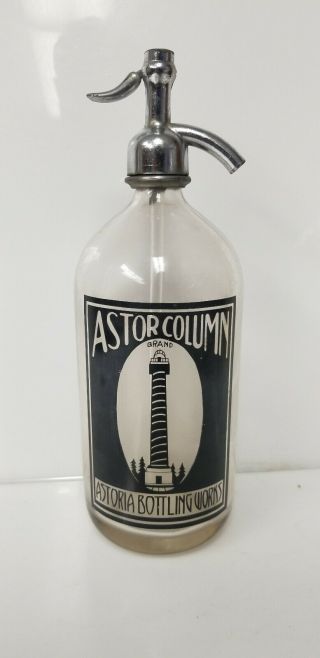 Vintage Seltzer Bottle Astor Column Astoria Bottling Oregon