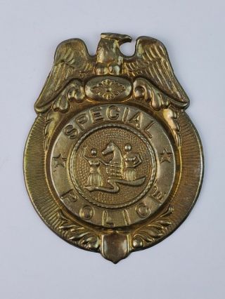 Vintage Tin Metal Special Police Toy Badge Pin Brooch Gold Tone