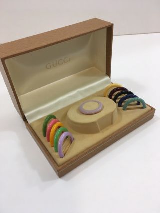 Vintage Gucci Bangle Watch Interchangeable Bezel Set With Box