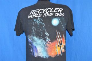 vintage 90s ZZ TOP RECYCLER WORLD TOUR 1990 BLACK ROCK HOT ROD t - shirt LARGE L 2