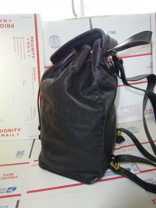Coach Vintage Large Black Leather Drawstring Backpack Bag 0519 USA 2