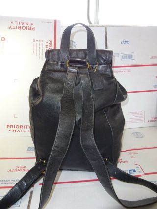 Coach Vintage Large Black Leather Drawstring Backpack Bag 0519 USA 3
