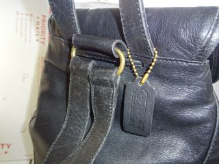 Coach Vintage Large Black Leather Drawstring Backpack Bag 0519 USA 4