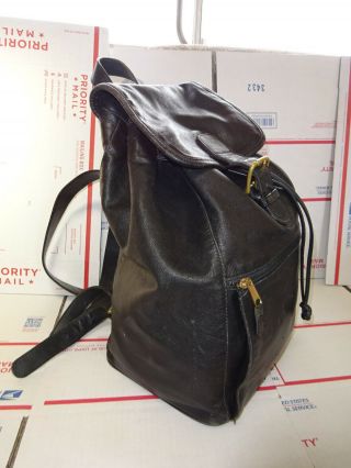 Coach Vintage Large Black Leather Drawstring Backpack Bag 0519 USA 5