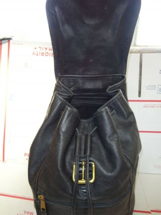 Coach Vintage Large Black Leather Drawstring Backpack Bag 0519 USA 7