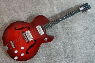 Vintage 1960s Harmony Rocket Guitar Dearmond 2 Pick Up H59 Redburst Very