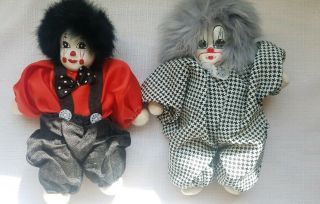 Vintage Q - Tee 1987 Clown Sand Doll 9 Inch.  Collectible Doll.  Set of 2. 4