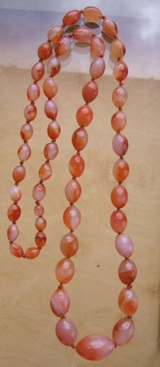 LOVELY,  CHUNKY,  GRADUATED,  VINTAGE REAL CARNELIAN AGATE BEAD FLAPPER NECKLACE 2