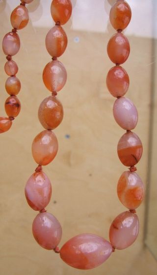 LOVELY,  CHUNKY,  GRADUATED,  VINTAGE REAL CARNELIAN AGATE BEAD FLAPPER NECKLACE 3