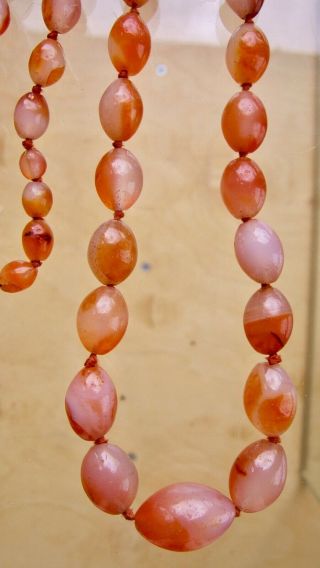 LOVELY,  CHUNKY,  GRADUATED,  VINTAGE REAL CARNELIAN AGATE BEAD FLAPPER NECKLACE 7