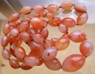 LOVELY,  CHUNKY,  GRADUATED,  VINTAGE REAL CARNELIAN AGATE BEAD FLAPPER NECKLACE 8