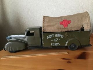 VINTAGE 1940’S WYANDOTTE ARMY SUPPLY CORPS TRUCK 4