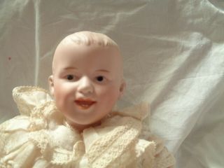 Antique German Bisque Doll Smiling Character Baby Gebruder Heubach 11 "