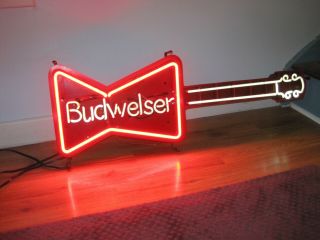 1986 Vintage Budweiser Neon Guitar Light Sign 2
