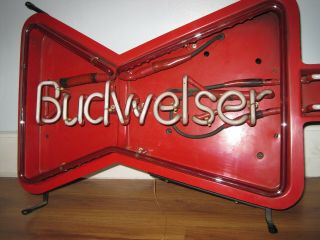 1986 Vintage Budweiser Neon Guitar Light Sign 5