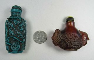 2 CHINESE CARVED PERFUME / SNUFF BOTTLES 2