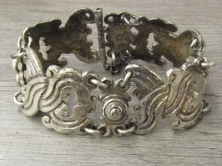 980 Taxco Marked Vintage Silver Jewelry Bracelet Unique Twist Panel Design