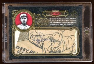 2007 Sp Legendary Cuts Dizzy Dean Signature D 11/16 Autograph Cuts Rare Hof