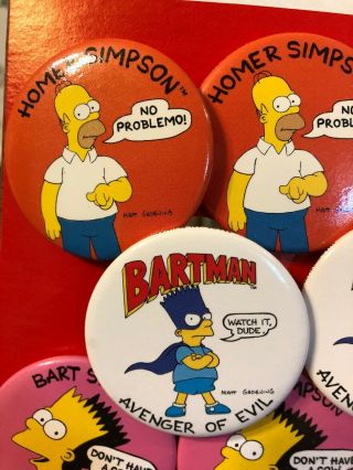 RARE Vintage 1990 The Simpsons Store Display With 40 Pinback Buttons 2