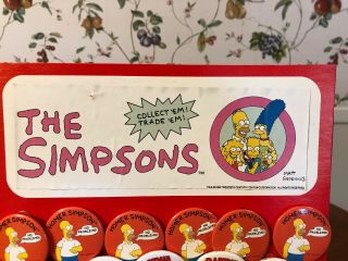 RARE Vintage 1990 The Simpsons Store Display With 40 Pinback Buttons 5