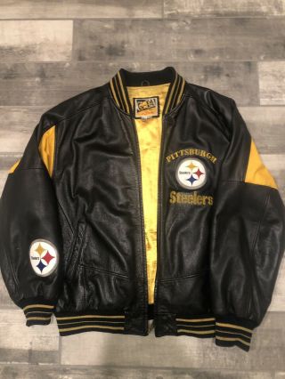 Vintage Pittsburgh Steelers Leather Jacket Size Xxl/x G - Iii Carl Banks