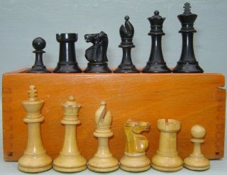 Antique F.  H.  Ayres Staunton English Wood Chess Set Vintage British