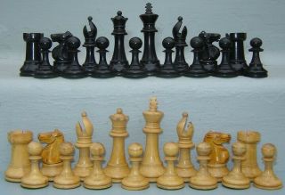 Antique F.  H.  Ayres Staunton English Wood Chess Set Vintage British 3