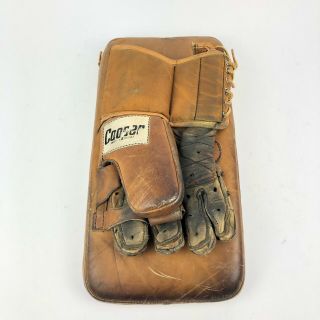 VTG 70 ' s Leather COOPER GM12 Right Goalie Blocker Hockey BERNIE PARENT SIGNED 2