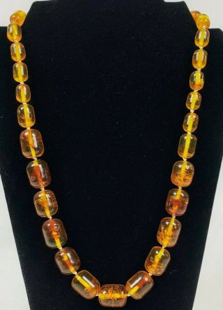 Vintage Baltic Amber Long Graduated Beaded Necklace 86 Grams 24 Inches
