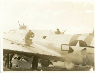 Org Wwii Photo: Us Aviators Photographing Battle B - 17 Bomber