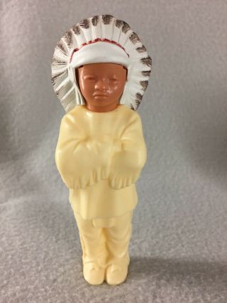 Vintage Hard Plastic Hollow Indian Chief Figure Toy 5 1/2 "