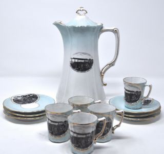 Rare Porcelain 12 - Piece Homestake Lead S.  D.  Railroad Hot Chocolate Set