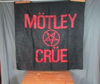 Vintage Motley Crue 1985 Theatre Of Pain Large Satin Concert Banner Flag Metal