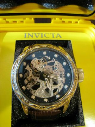 Invicta 52mm Excalibur Mechanical Leather Strap Watch 18602 3